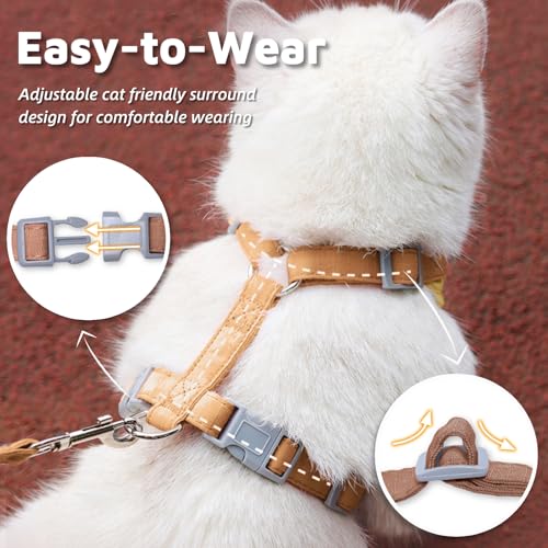 Escape Proof Cat Harness and Leash Set (Beige / M)