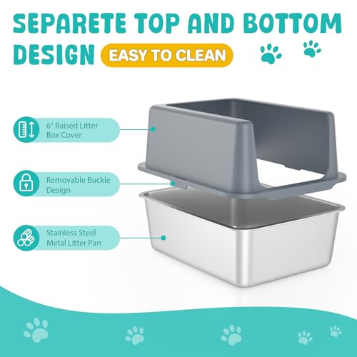 Litter Box with Lid (12" High / Grey)