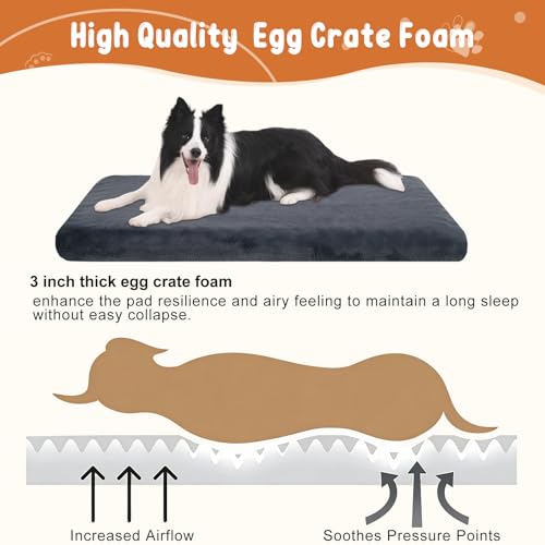 Dog Bed Mat Crate Pad Mattress (Grey / L(35"*22"*3"))