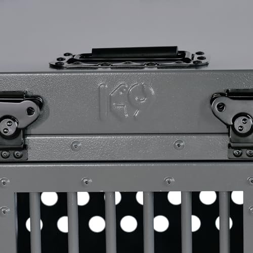 Aluminum Collapsible Dog Crate (Gray / 40.6"L x 25.2"W x 28.9"H)