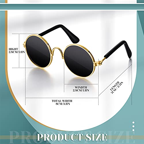Dog Sunglasses Round Metal Pet Eyewear (Gold, Black / Classic Style)