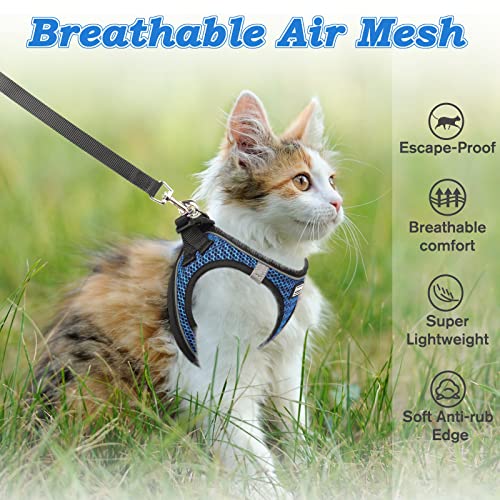 Cat Harness and Leash for Walking Escape Proof (XS / Blue)