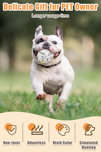 1.96'' Dog Balls for Dogs Aggressive Chewers Indestructible Tennis Durable Bouncy Interactive Dog Toy Balls for Fetch Game Floating Training (White-Small)