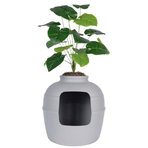 Original Hidden Litter Box Planter (Broad Leaf Philodendron / Base Kit / Pebble Gray)