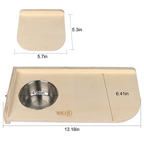 Natural Wood Chinchilla Platform Set with Feeding Bowl