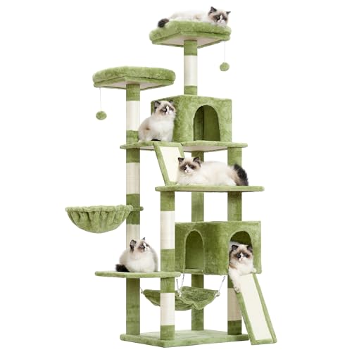 Cat Tree 71'' Tower for Large Cat with Scratching Post (71 inches / Green)