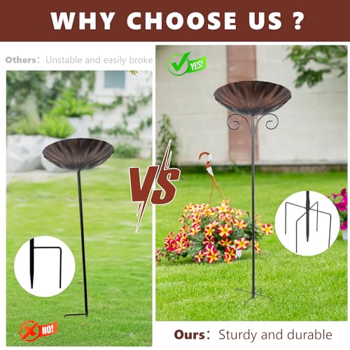 Metal Bird Baths for Outdoors (Brown)