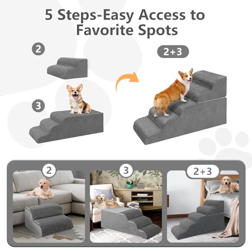 5 Step Dog Stairs for High Beds