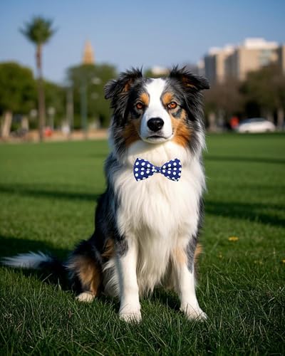 5 Pack Plaid Dog Bowties for Large Dogs Slide on Collar (M/L)