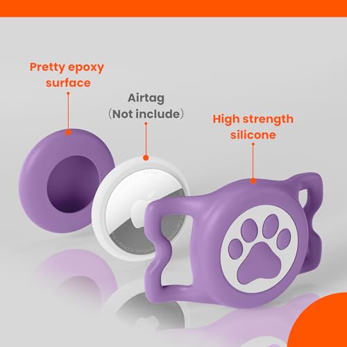 IP68 Waterproof for AirTag Dog Collar Holder (2 Pack Rose&Purple)