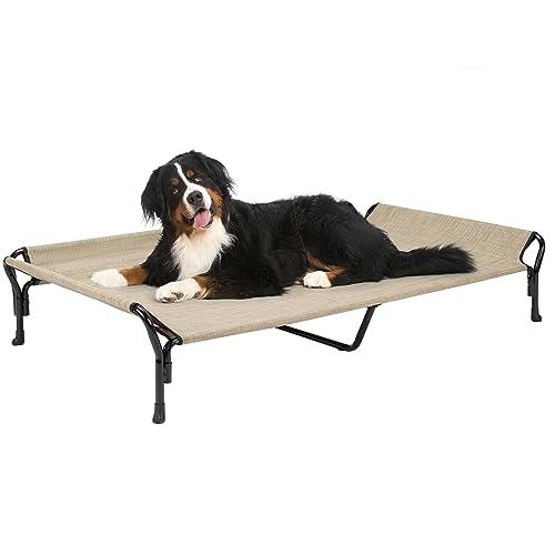 Cooling Elevated Dog Bed (Beige Coffee / 62.5"L x 37.0"W x 12.0"Th)