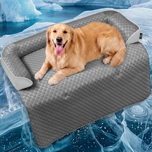 XLarge Dog Cooling Bed for Sofa (Cooling Grey / 45"L x 37"W x 5"Th)
