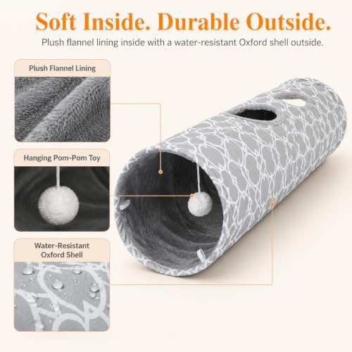 Geometric Straight Cat Tunnel with Plush Inside (Extra Large Straight Tunnel)