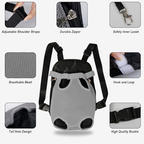 Dog Carrier Backpack Pet Legs Out Front Cat Travel Bag (Small / Grey)