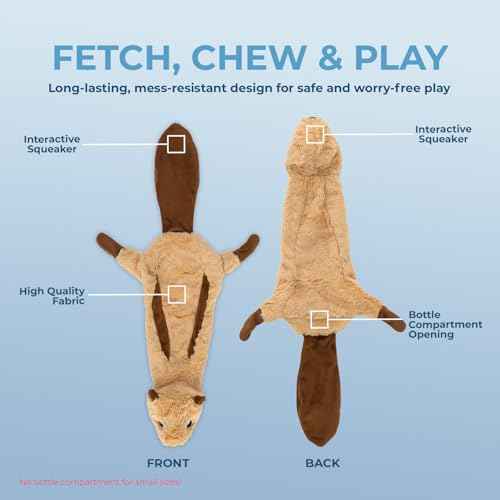 2-in-1 Stuffless Squeaky Dog Toy - Monkey&Squirrel, Small (Multicolor/Monkey & Squirrel / Small)