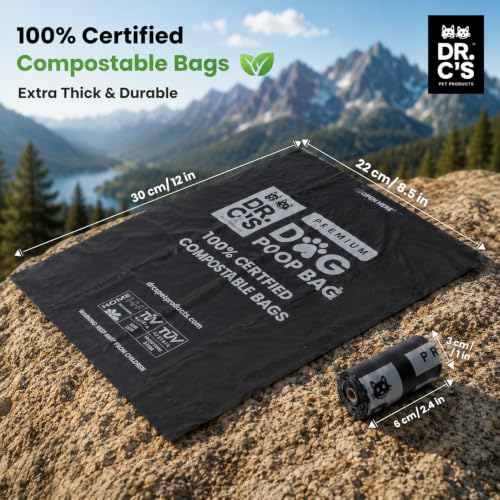 100% Certified Compostable Dog Poop Bags (270 Bags)