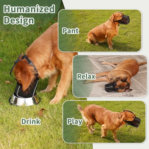 Patented Mesh Dog Muzzle with Panting Room for Large Medium Dogs (Black / XS [Snout Cir: 7.5-8.25"])