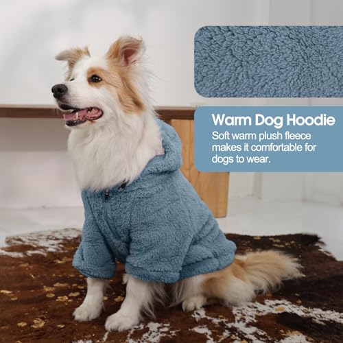Fuzzy Dog Sweater with Adjustable Hood & Harness Hole (XX-Large / Blue)