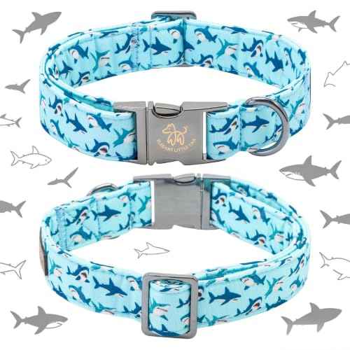 Dog Collar Boy Shark Print Dog Collar with Bow Tie (Summer Shark / X-Small (Pack of 1))