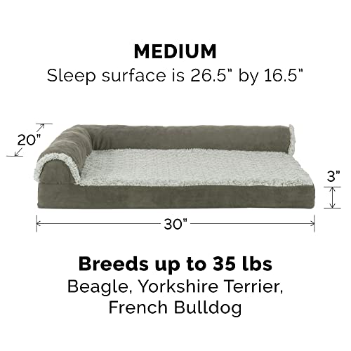 Cooling Gel Dog Bed for Medium (Medium / (Two-Tone Faux Fur & Suede) Dark Sage)