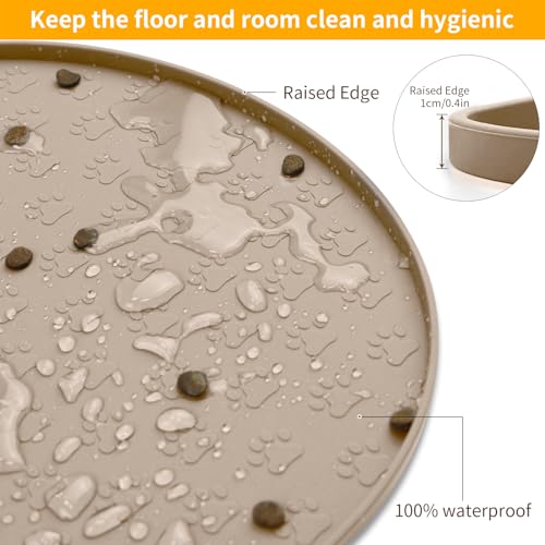 Dog Food Mat Spill (Taupe / 19"L x 12"W)
