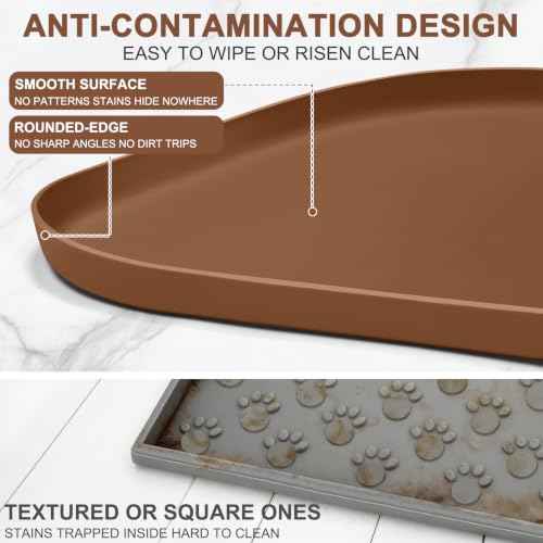 Waterproof Silicone Pet Food Mat with Raised Edge for Dog & Cat (Brown / 36"L x 24"W)