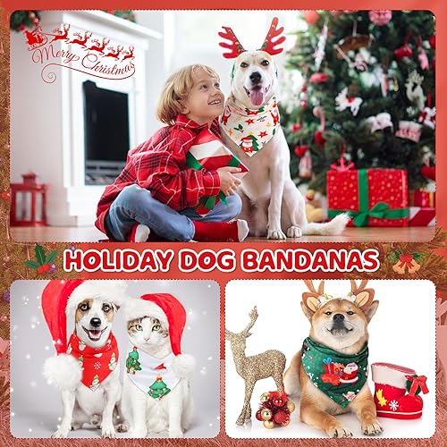 100 Pcs Christmas Dog Bandanas Bulk (Christmas / 25.6 x 17.7 x 17.7 Inch)