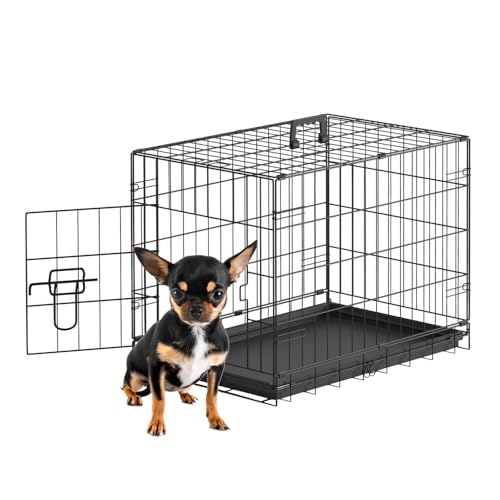 24" Foldable Metal Dog Crate (Black)