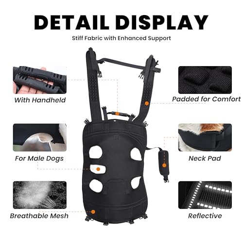 Dog Lift Harness Backpack Carrier for Large Dogs (Black XX-Large 50-66 LBS)
