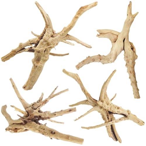 Natural Driftwood for Aquarium (Spiderwood（6-8 inch pack of 4）)