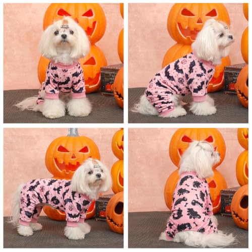 Dog Pajamas Halloween Puppy Onesies Small Dogs Soft Pjs Coat Cat Apparel Comfy Pet Clothes Outfit Doggie Bodysuit P348S (Small / Bat Candy)