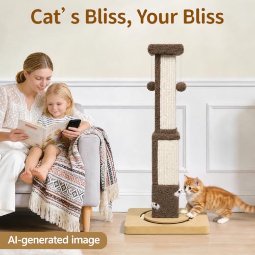 33.8" Tall Sisal Vertical Cat Scratching Post for Indoor