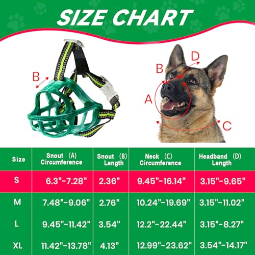 Dog Muzzle Basket Muzzle for Small Medium Large Dogs (Size S Sout(6.3"-7.28"))