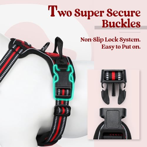 Dog Harness No Pull for Large Dogs with 2 Leash Clips (X-Large / Red Plaid)