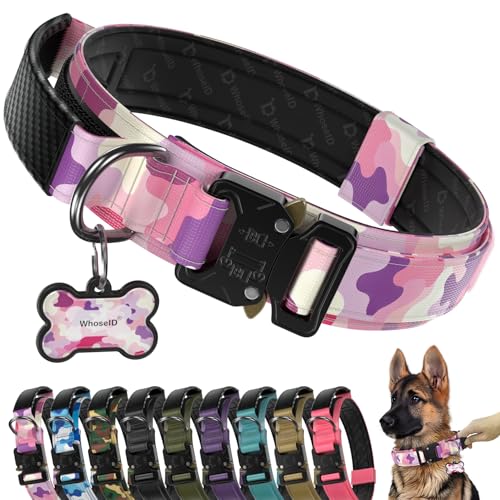 Premium Tactical Dog Collar (Pink Camo / L: Fits Neck 17.5"-21.5")