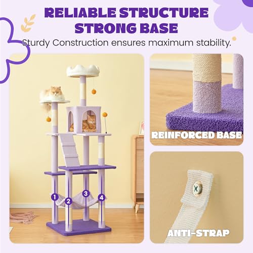 Flower Large Cat Tree (70.1 in / Purple)