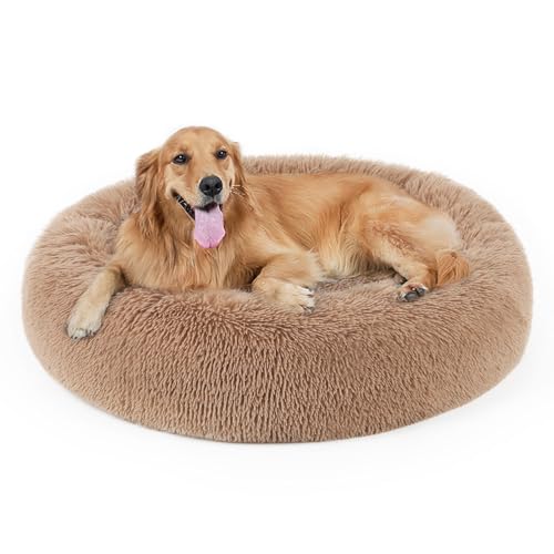 Dog Bed Cat Calming Bed (Camel / 36.0"L x 36.0"W x 7.0"Th)