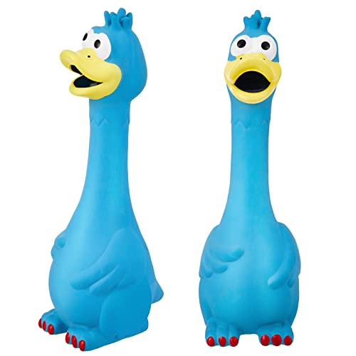 1 Pcs Horse Toys Latex Squeaky Squeeze Chicken Squeak Turkey Balls for Play Fake Screaming Chicken Toys for Horses Soccer Ball for Reduce Separation Anxiety Noise Maker (Blue)