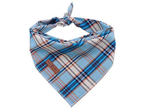 Dog Bandana for Small Medium Large Dogs (Blue Grid / Small (Pack of 1))