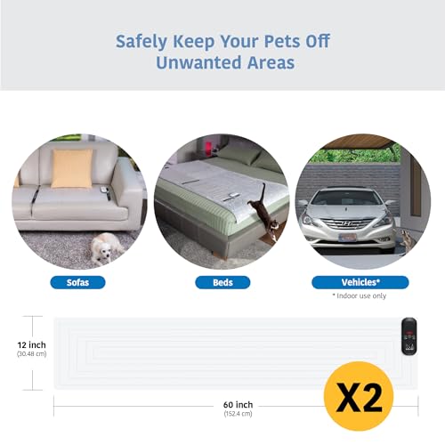2 Pack Pet Training Mat with Tester (60" x 12" / Black controler)
