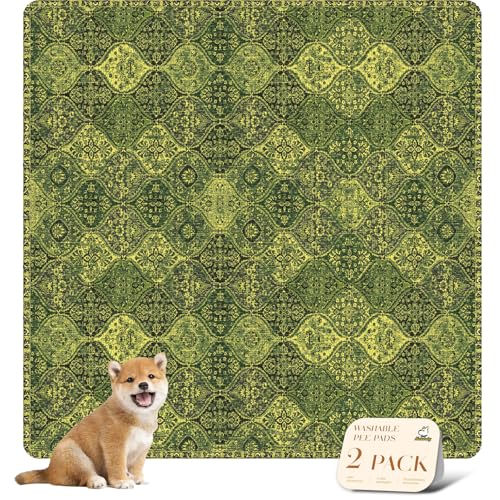 Washable Pee Pads for Dogs (54x54 Inch (Pack of 2) / Green/Multi)