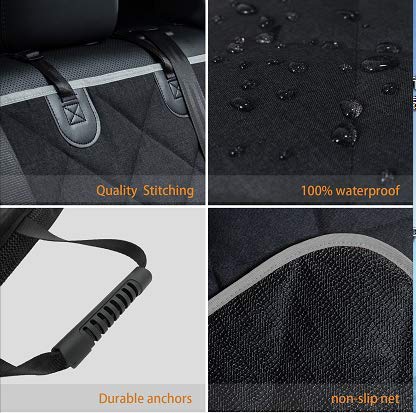 Dog Car Seat Cover Waterproof 56” x 50“ for for Trucks Cars & SUVs Back Seat Heavy (56"Truck-gray edge)