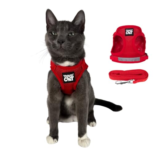 Travel Cat Harness and Leash Set (X-Small / Red)