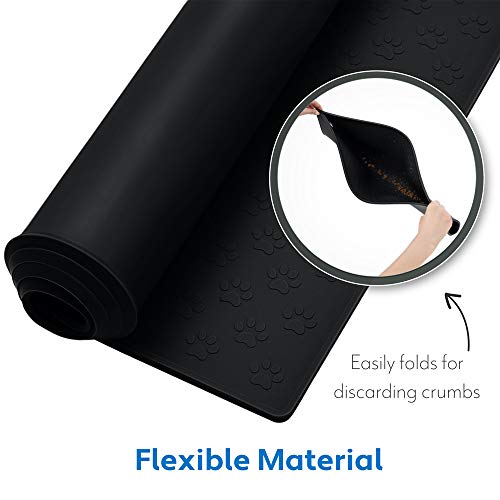 100% Waterproof Dog Food Mat (Black / 24"L x 16"W)