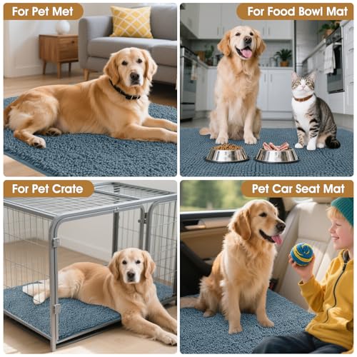 Dog Door Mat for Muddy Paws (Dusty Blue / 71" x 25")