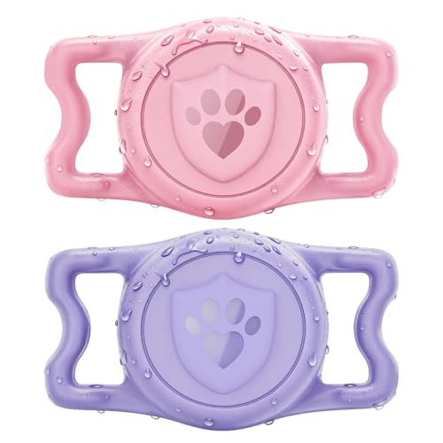 IP68 Waterproof AirTag Holder for Dog Collar (Pink&Purple)