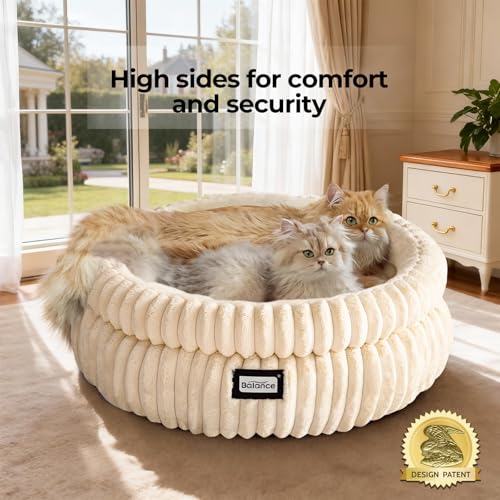 Cat Bed Kitten Bed (24.0"L x 24.0"W x 9"Th / Winter White)
