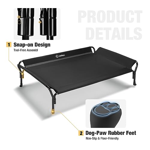 Cooling Elevated Dog Bed (Black / 47.0"L x 32.0"W x 12.0"Th)