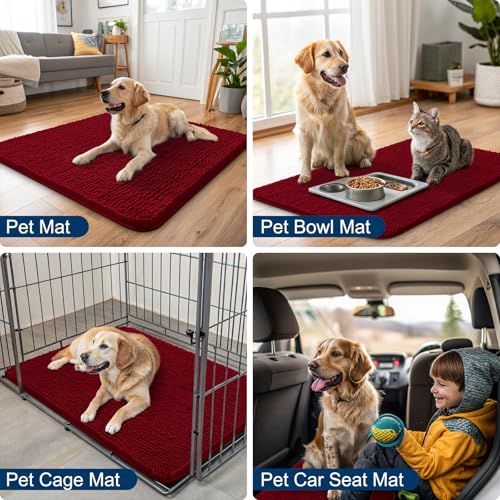 Dog Door Mat for Muddy Paws 30x20 (Red / 30"X20")