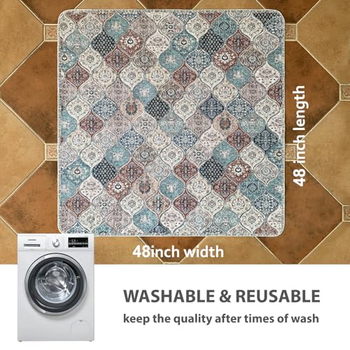 Washable Pee Pads for Dogs (48x48 Inch (Pack of 2) / Dark Red/Multi)